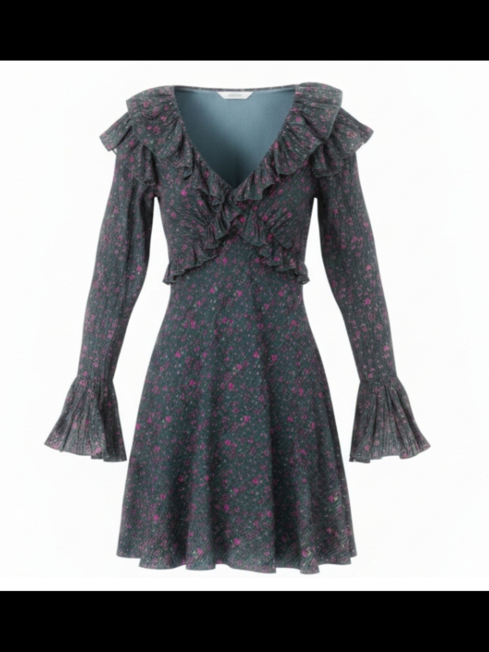 Free People Green Dress with Pink Floral Print